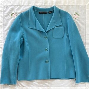Dana Buchman Blue Tailored Button-Down Jacket